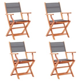 Folding garden chairs 4 units eucalyptus wood and gray textilene by vidaXL, Garden chairs - Ref: Foro24-48691, Price: 255,55 ...