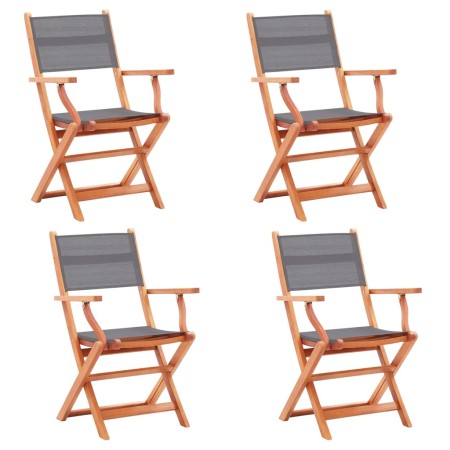 Folding garden chairs 4 units eucalyptus wood and gray textilene by vidaXL, Garden chairs - Ref: Foro24-48691, Price: 255,55 ...