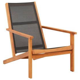 Solid eucalyptus wood garden chair with black textilene. by vidaXL, Garden chairs - Ref: Foro24-48699, Price: 92,99 €, Discou...