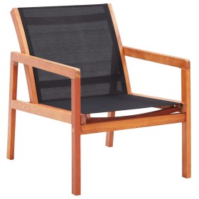 Solid eucalyptus wood garden chair with black textilene. by vidaXL, Garden chairs - Ref: Foro24-48701, Price: 96,99 €, Discou...