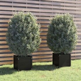 Planters 2 pcs solid black pine wood 40x40x40 cm by vidaXL, Pots and planters - Ref: Foro24-810543, Price: 66,93 €, Discount: %