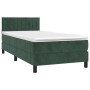 Box spring bed with mattress and LED dark green velvet 90x200 cm by vidaXL, Beds and slatted bases - Ref: Foro24-3134504, Pri...