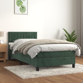 Box spring bed with dark green velvet mattress 90x200 cm by vidaXL, Beds and slatted bases - Ref: Foro24-3141404, Price: 302,...