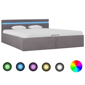 Cama canapé hidráulica almacenaje LED tela gris topo 160x200 cm de vidaXL, Camas y somieres - Ref: Foro24-285628, Precio: 346...