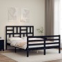 Bed frame with black solid wood headboard 140x190 cm by vidaXL, Beds and slatted bases - Ref: Foro24-3194880, Price: 164,50 €...