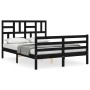 Bed frame with black solid wood headboard 140x190 cm by vidaXL, Beds and slatted bases - Ref: Foro24-3194880, Price: 164,50 €...