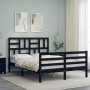 Bed frame with black solid wood headboard 140x190 cm by vidaXL, Beds and slatted bases - Ref: Foro24-3194880, Price: 164,50 €...