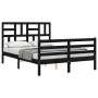 Bed frame with black solid wood headboard 140x190 cm by vidaXL, Beds and slatted bases - Ref: Foro24-3194880, Price: 164,50 €...