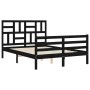 Bed frame with black solid wood headboard 140x190 cm by vidaXL, Beds and slatted bases - Ref: Foro24-3194880, Price: 164,50 €...