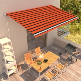 Automatic retractable awning in orange and brown, 500x300 cm. by vidaXL, Awnings - Ref: Foro24-3051236, Price: 561,61 €, Disc...