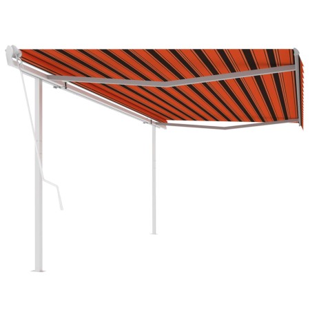 Automatic retractable awning with orange and brown poles 5x3 m by vidaXL, Awnings - Ref: Foro24-3069990, Price: 575,99 €, Dis...