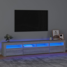 Mueble de TV con luces LED gris Sonoma 210x35x40 cm de vidaXL, Muebles TV - Ref: Foro24-3152736, Precio: 143,39 €, Descuento: %