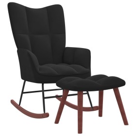 Silla mecedora con reposapiés terciopelo negro de vidaXL, Mecedoras - Ref: Foro24-328156, Precio: 154,17 €, Descuento: %