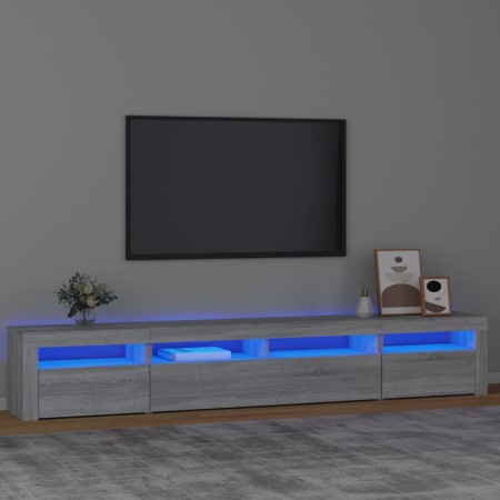 Mueble de TV con luces LED gris Sonoma 240x35x40 cm de vidaXL, Muebles TV - Ref: Foro24-3152728, Precio: 157,47 €, Descuento: %