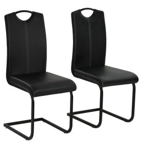 Sillas de comedor voladizas 2 unidades cuero sintético negro de vidaXL, Sillas de comedor - Ref: Foro24-246193, Precio: 139,5...