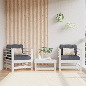 Garden armchairs with cushions 2 pcs solid white pine wood by vidaXL, Modular outdoor sofas - Ref: Foro24-825675, Price: 168,...