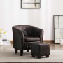 Cube design armchair with footrest in brown synthetic leather by vidaXL, Armchairs - Ref: Foro24-248047, Price: 161,37 €, Dis...