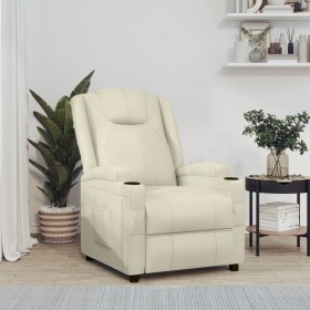 Sillón reclinable de cuero sintético blanca crema de vidaXL, Sillones - Ref: Foro24-321305, Precio: 232,99 €, Descuento: %