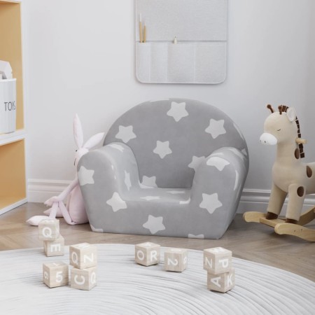 Light gray soft plush children's sofa with stars by vidaXL, Baby and Toddler Furniture - Ref: Foro24-341761, Price: 29,99 €, ...