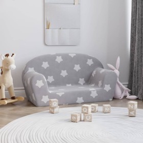 2-Sitzer Kindersofa hellgrau mit weichen Plüschsternen von vidaXL, Baby- und Kleinkindmöbel - Ref: Foro24-341767, Preis: 38,9...