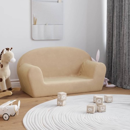 Cremefarbenes 2-Sitzer-Kindersofa aus weichem Plüsch von vidaXL, Baby- und Kleinkindmöbel - Ref: Foro24-341770, Preis: 33,41 ...