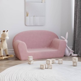 Rosafarbenes 2-Sitzer-Kindersofa aus weichem Plüsch von vidaXL, Baby- und Kleinkindmöbel - Ref: Foro24-341772, Preis: 46,99 €...