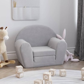 Sofá cama infantil felpa suave gris claro de vidaXL, Mobiliario para bebés y niños pequeños - Ref: Foro24-341774, Precio: 40,...