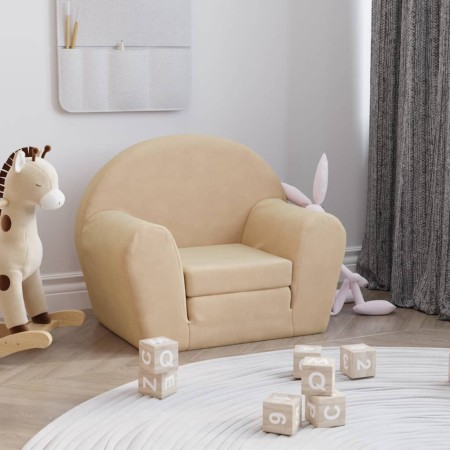 Cremefarbenes Kinderschlafsofa aus weichem Plüsch von vidaXL, Baby- und Kleinkindmöbel - Ref: Foro24-341776, Preis: 33,21 €, ...