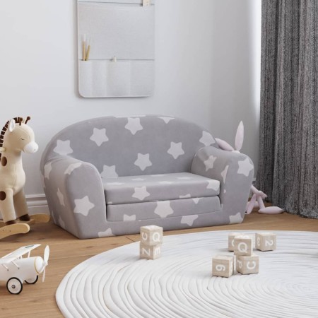 Kinderschlafsofa 2-Sitzer, weicher Plüsch, hellgraue Sterne von vidaXL, Baby- und Kleinkindmöbel - Ref: Foro24-341779, Preis:...