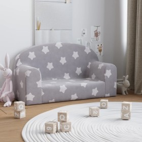 Sofá infantil de 2 plazas gris claro con estrellas felpa suave de vidaXL, Mobiliario para bebés y niños pequeños - Ref: Foro2...