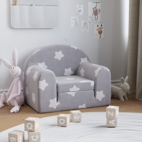 Hellgraues Kinderschlafsofa aus weichem Plüsch mit Sternen von vidaXL, Baby- und Kleinkindmöbel - Ref: Foro24-341797, Preis: ...