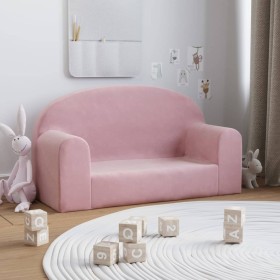 Rosafarbenes 2-Sitzer-Kindersofa aus weichem Plüsch von vidaXL, Baby- und Kleinkindmöbel - Ref: Foro24-341796, Preis: 50,41 €...