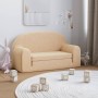 2-Sitzer-Schlafsofa für Kinder aus weichem cremefarbenem Plüsch von vidaXL, Baby- und Kleinkindmöbel - Ref: Foro24-341806, Pr...