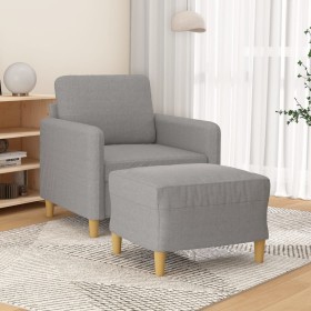 Sessel mit Hocker hellgrauer Stoff 60 cm von vidaXL, Sofas - Ref: Foro24-3153587, Preis: 175,99 €, Rabatt: %