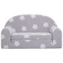 Sofá cama infantil 2 plazas felpa suave gris claro estrellas de vidaXL, Mobiliario para bebés y niños pequeños - Ref: Foro24-...