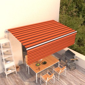 Automatic retractable awning with orange and brown blinds 5x3 m by vidaXL, Awnings - Ref: Foro24-3069350, Price: 520,99 €, Di...