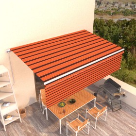 Manual retractable awning with orange and brown blinds 5x3 m by vidaXL, Awnings - Ref: Foro24-3069340, Price: 461,18 €, Disco...