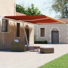 Automatic freestanding awning in orange and brown, 500x300 cm. by vidaXL, Awnings - Ref: Foro24-3069590, Price: 595,99 €, Dis...