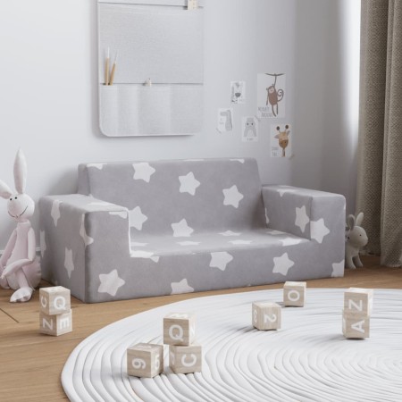 Hellgraues 2-Sitzer-Kindersofa mit weichen Plüschsternen von vidaXL, Baby- und Kleinkindmöbel - Ref: Foro24-341815, Preis: 33...