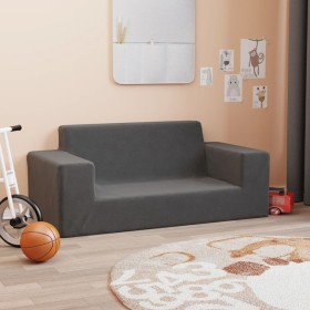 Sofá para niños de 2 plazas de felpa suave gris antracita de vidaXL, Mobiliario para bebés y niños pequeños - Ref: Foro24-341...