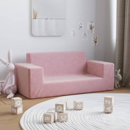 Rosafarbenes 2-Sitzer-Kindersofa aus weichem Plüsch von vidaXL, Baby- und Kleinkindmöbel - Ref: Foro24-341820, Preis: 50,99 €...