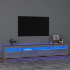 Mueble de TV con luces LED gris Sonoma 240x35x40 cm de vidaXL, Muebles TV - Ref: Foro24-3152768, Precio: 162,59 €, Descuento: %