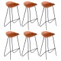 Kitchen stools 6 units genuine brown leather by vidaXL, Kitchen stools - Ref: Foro24-276366, Price: 653,25 €, Discount: %