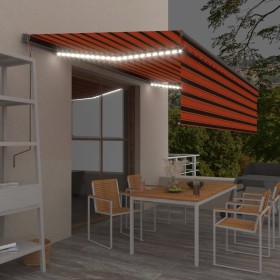 Automatic awning LED blinds wind sensor orange brown 5x3m by vidaXL, Awnings - Ref: Foro24-3069475, Price: 624,29 €, Discount: %