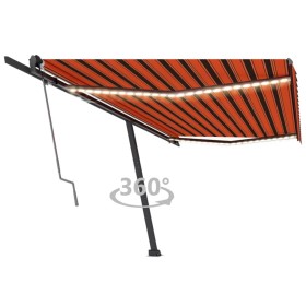 Automatic awning with wind sensor LED orange brown 500x300 cm by vidaXL, Awnings - Ref: Foro24-3069795, Price: 729,88 €, Disc...