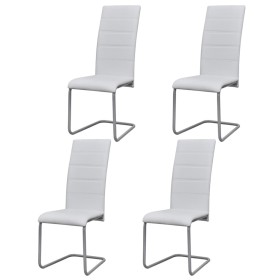 Cantilever dining chairs 4 units white synthetic leather by vidaXL, dining chairs - Ref: Foro24-242288, Price: 233,32 €, Disc...