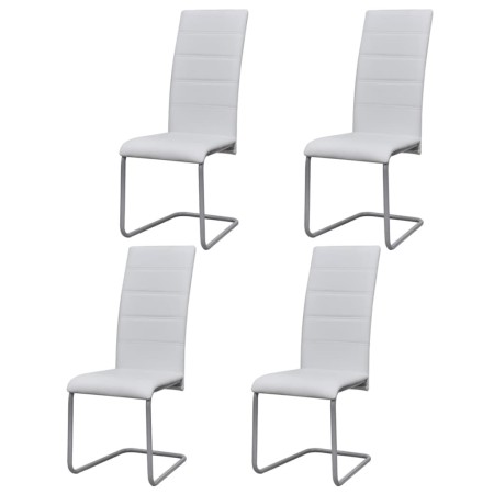 Cantilever dining chairs 4 units white synthetic leather by vidaXL, dining chairs - Ref: Foro24-242288, Price: 221,10 €, Disc...