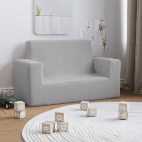 2-Sitzer Kindersofa weich hellgrau Plüsch von vidaXL, Baby- und Kleinkindmöbel - Ref: Foro24-341840, Preis: 53,99 €, Rabatt: %