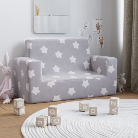 Hellgraues 2-Sitzer-Kindersofa mit weichen Plüschsternen von vidaXL, Baby- und Kleinkindmöbel - Ref: Foro24-341839, Preis: 67...