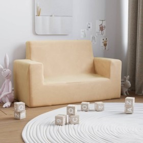 Two-seater plush cream-colored sofa for children by vidaXL, Baby and Toddler Furniture - Ref: Foro24-341842, Price: 43,22 €, ...